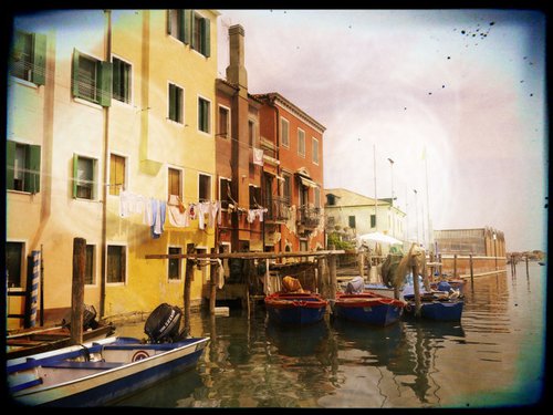 Venice sister town Chioggia in Italy - 60x80x4cm print on canvas 00839m1 READY to HANG by Kuebler