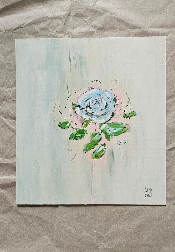 Abstract white rose on delicate soft white