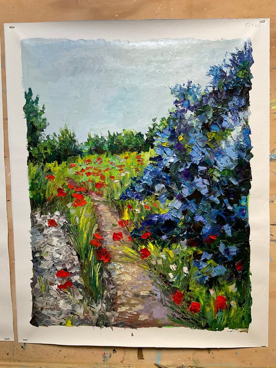 Lilac valley with popies 1