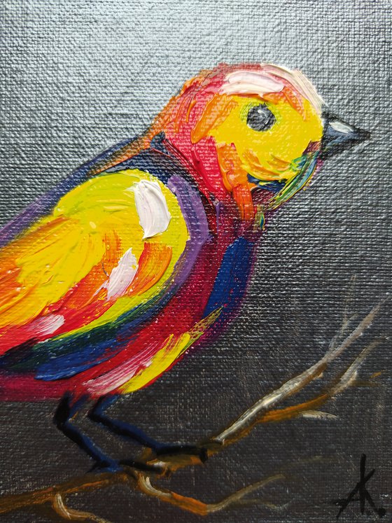 Bird - oil painting, bird, birds oil painting, painting on canvas, gift, parrots, bird art, art bird, animals oil painting