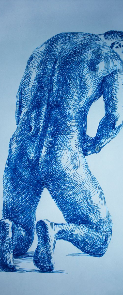 Male nude figure from the back by Kateryna Bortsova