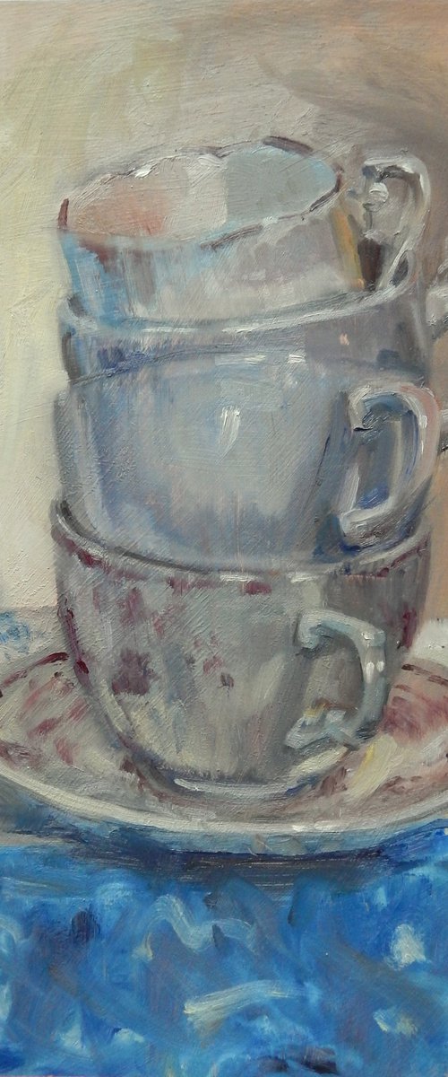 Original oil painting, 'Mixed Tea', still life, by British artist Sheri Gee by Sheri Gee