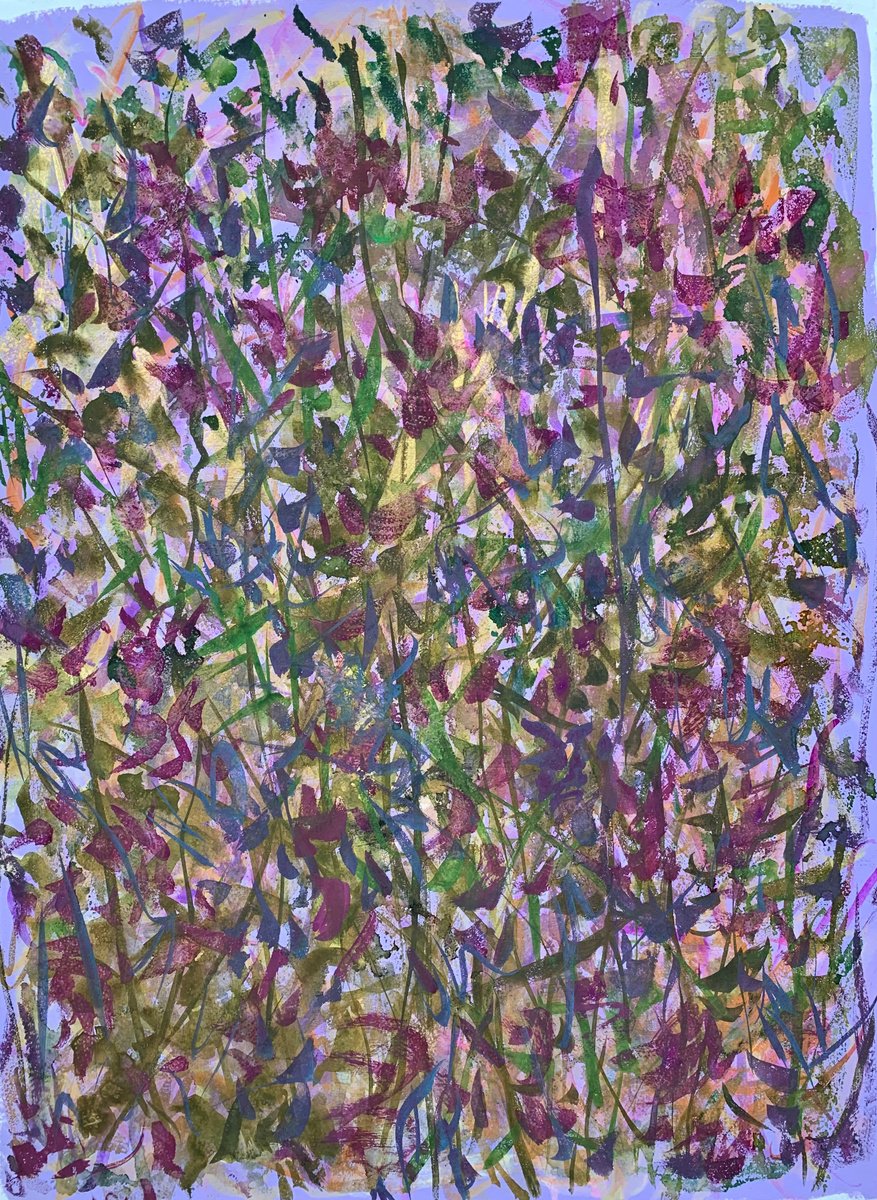 Organic Botanical Painting By Kathleen Mullaniff, 21 X 30", 