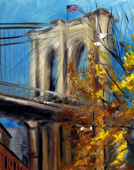 Autumn at Brooklyn Bridge in DUMBO, New York