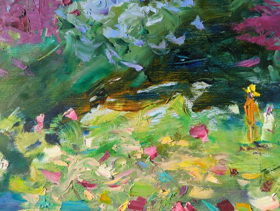 The gardens are blooming . 70х80 cm. Lilac . Summer garden | Original oil painting