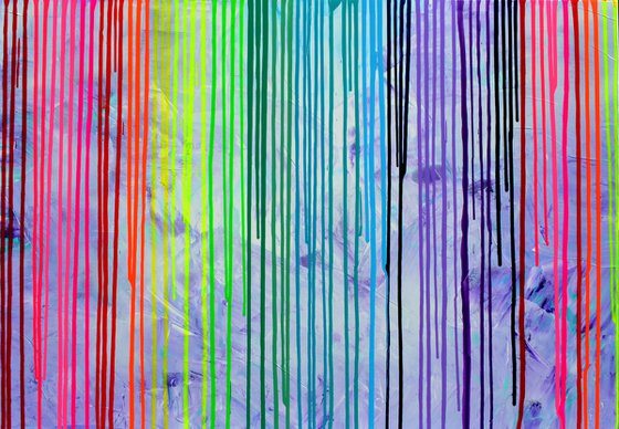 100x70x4 cm Melted Rainbow - XXL Large Modern Abstract Big Painting,  Large Painting - Ready to Hang, Hotel and Restaurant Wall Decoration