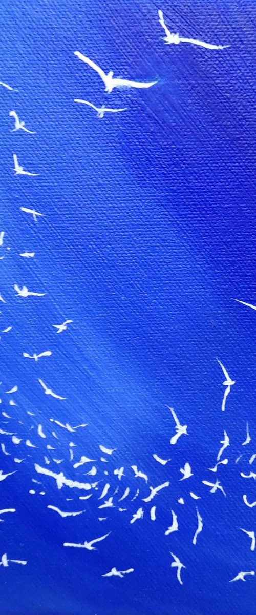 Soul Birds 2 - seascape, blue, small, gorgeous by Mel Graham