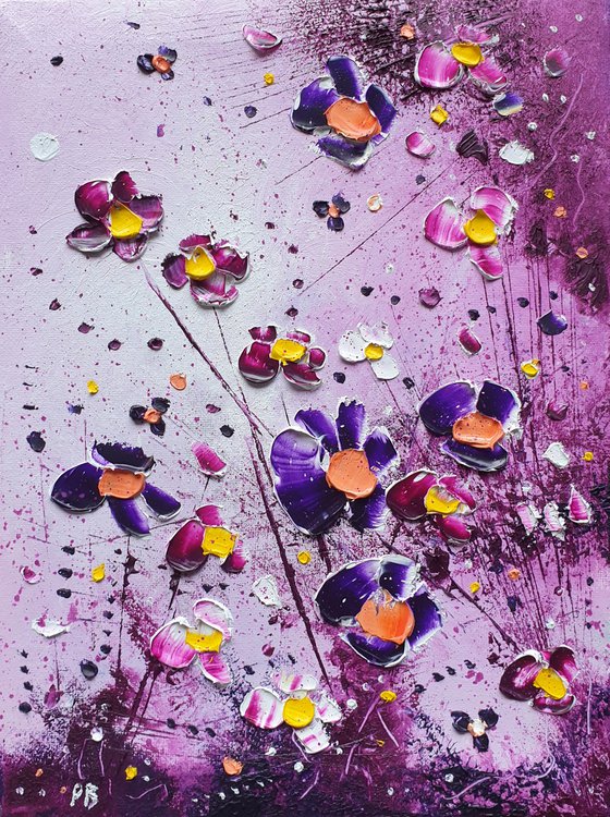 "Antique Violet Flowers in Love"