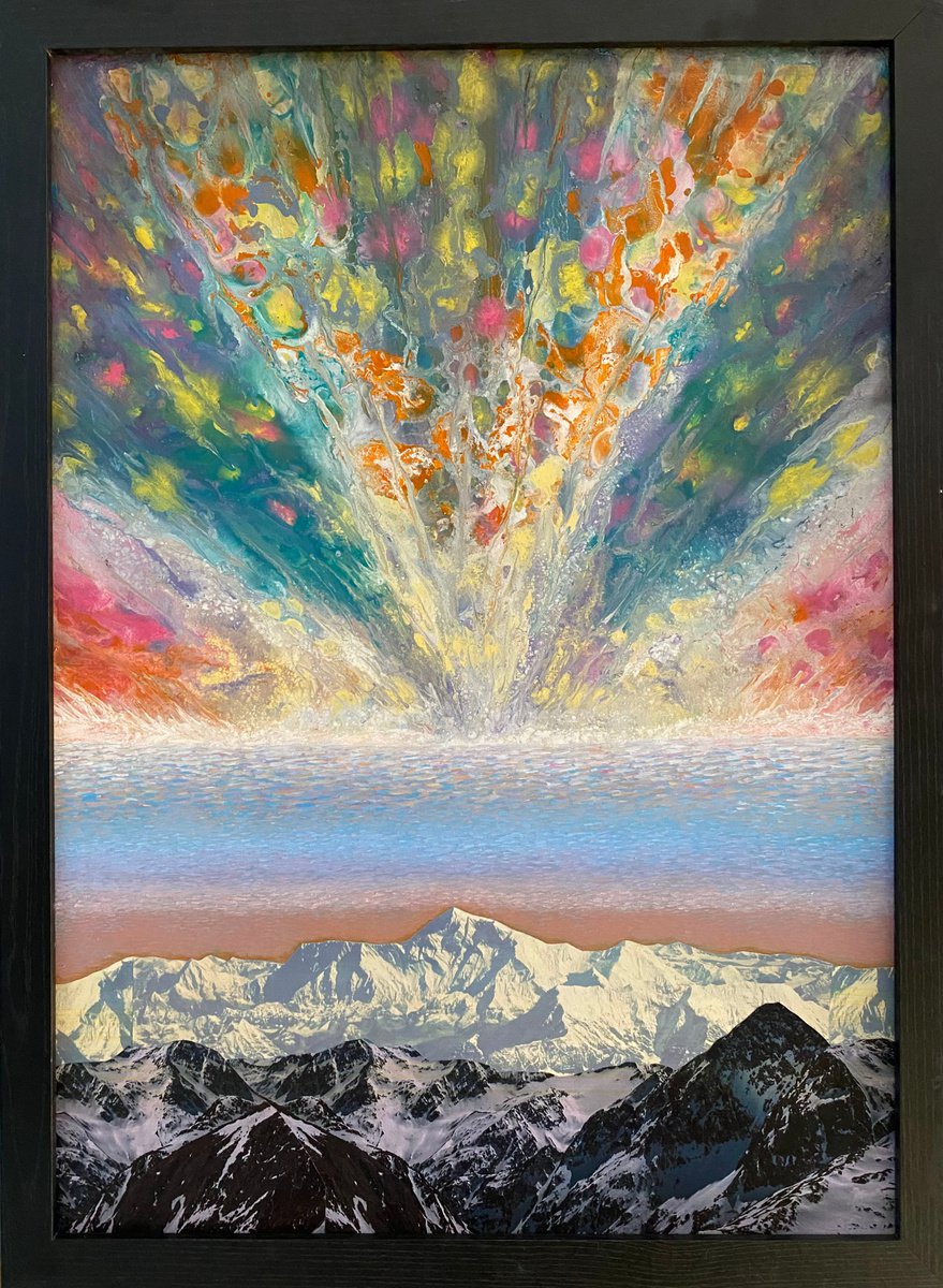 Surrealistic Landscape Painting By Stefano Pallara, 25 X 33", Echoing Mantra N.7, Original Artwork