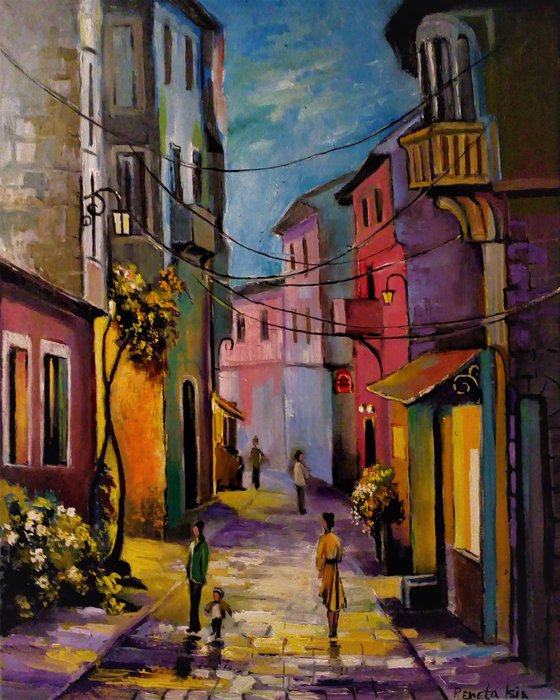" Old Town " - 40 x 50cm Original Oil Painting Gift