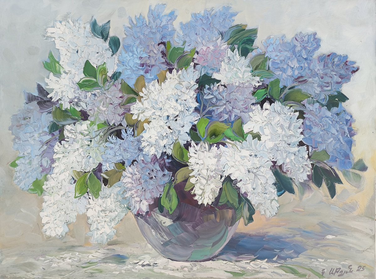 Impressionistic Botanical Oil Painting By Kamo Atoyan, 31 X 24", Fragrance Of Spring, Original Artwork