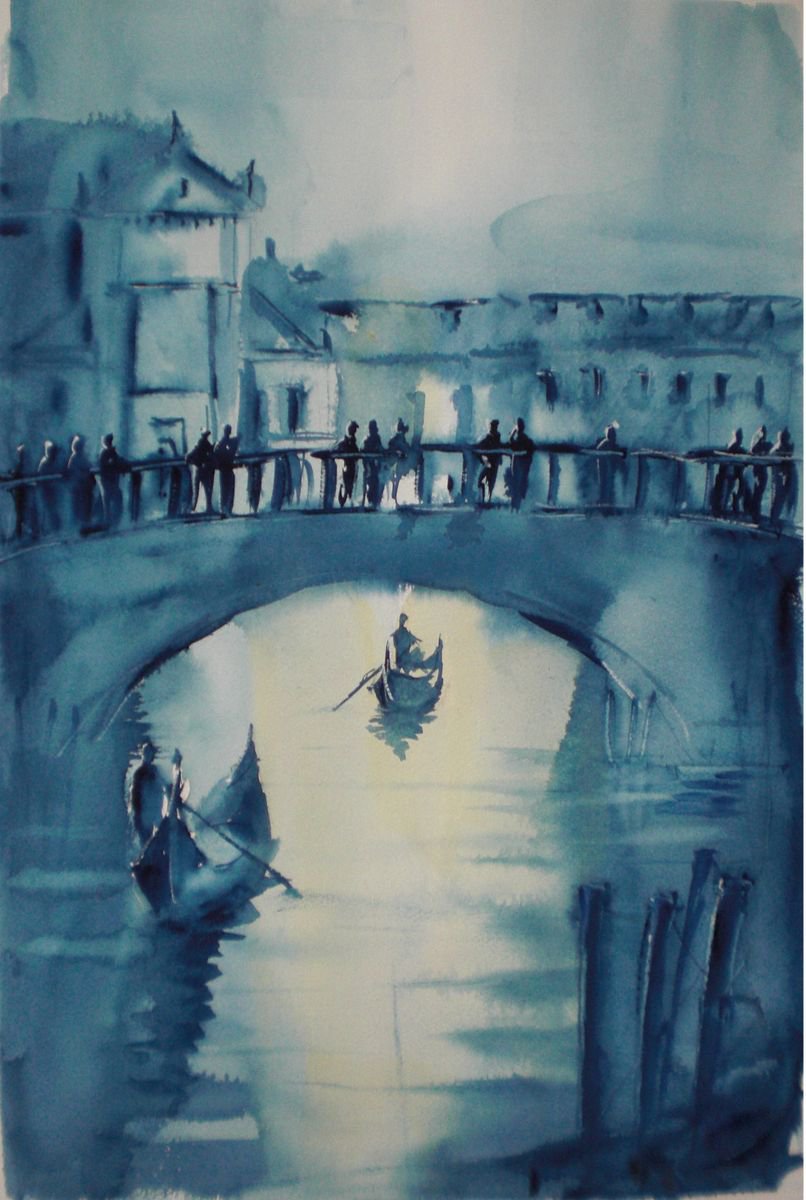 Expressive Cityscapes Watercolour By Giorgio Gosti, 13 X 20, Venice 36, Original Artwork