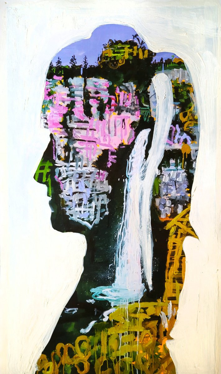 Surrealistic Portrait Collage By Shelton Walsmith, 11 X 18", Bramble Silhouette 2, Original Artwork