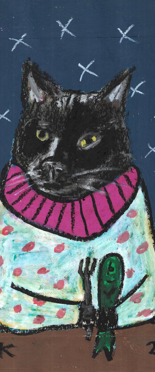 Cat with fish #5 by Pavel Kuragin