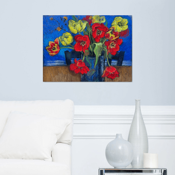 Tulips with Cobalt Blue