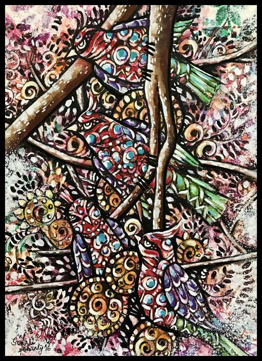 Birds on a tree by Sonali Mohanty