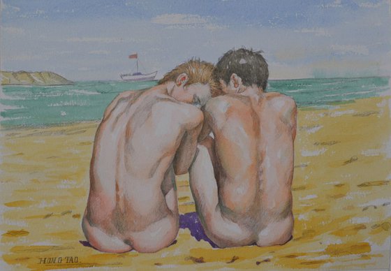 watercolor painting  gay men  artwork #171117