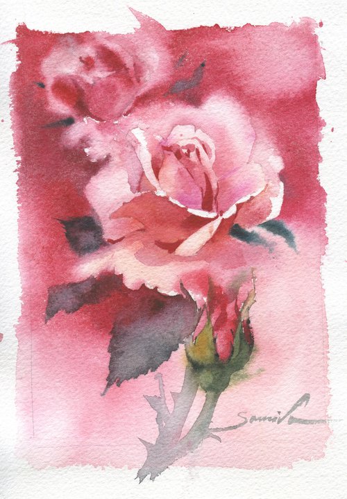 Rose painting by Samira Yanushkova