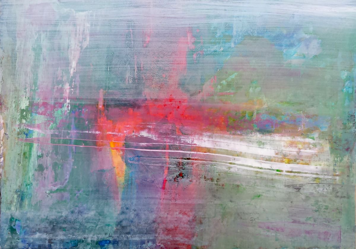 Expressive Abstract Acrylic Painting By Florina Breazu, 22 X 17, Silver Reflexes, Original Artwork