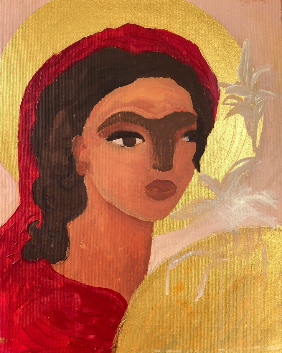 Impressionistic Portrait Acrylic Painting By Dasha Pogodina, 16 X 20, Immaculate Conception #1, Original Artwork