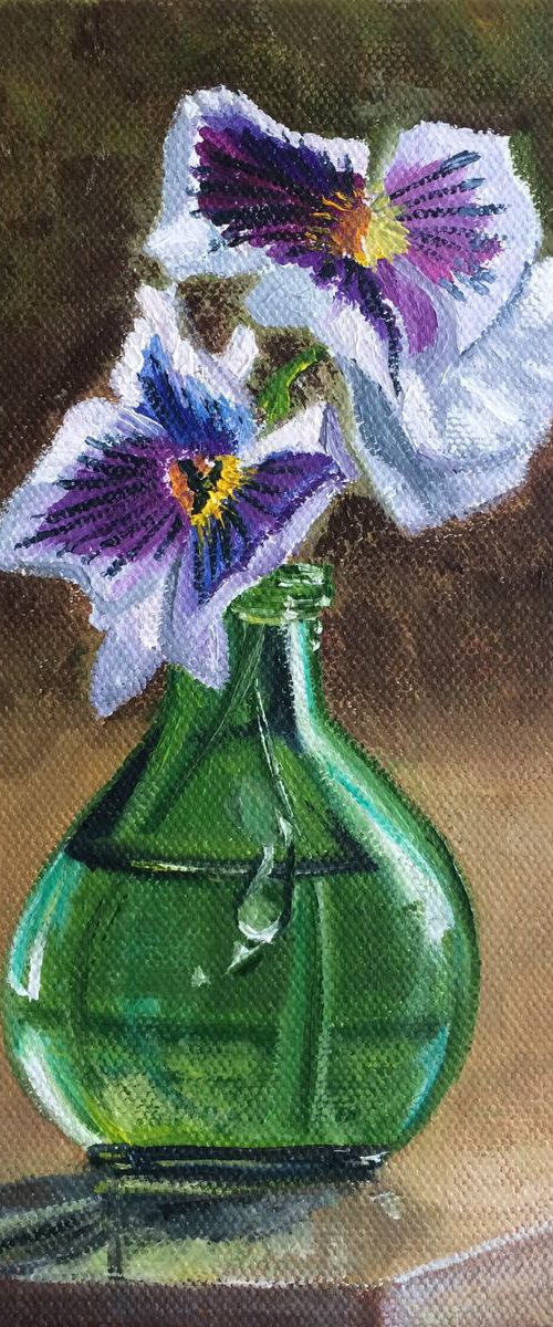 Pansies in vase by Ira Whittaker