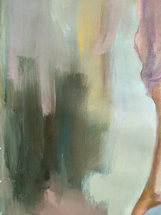 Dancing Woman Ballerina Large Oil Painting