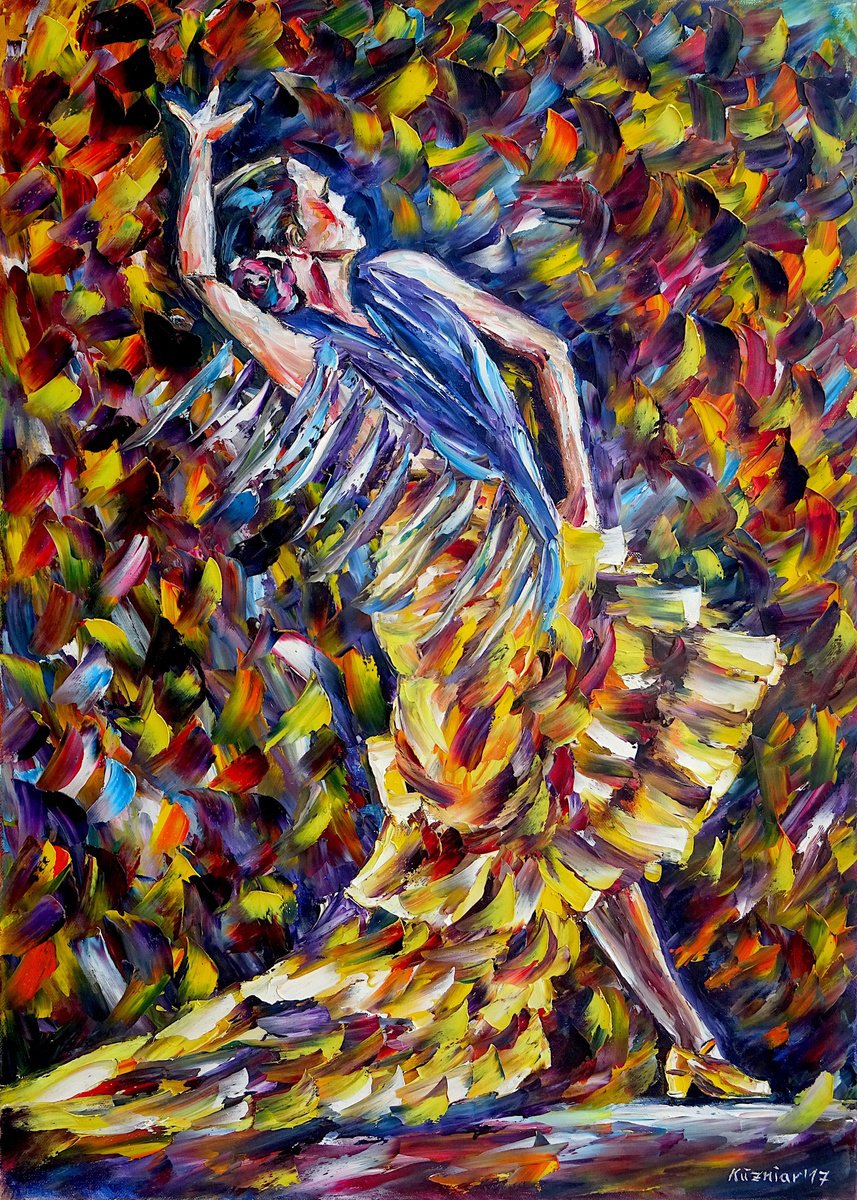 Expressive Oil Painting , Flamenco Ii By Mirek Kuzniar, 20 X 28, Artwork For Sale On Artfinder