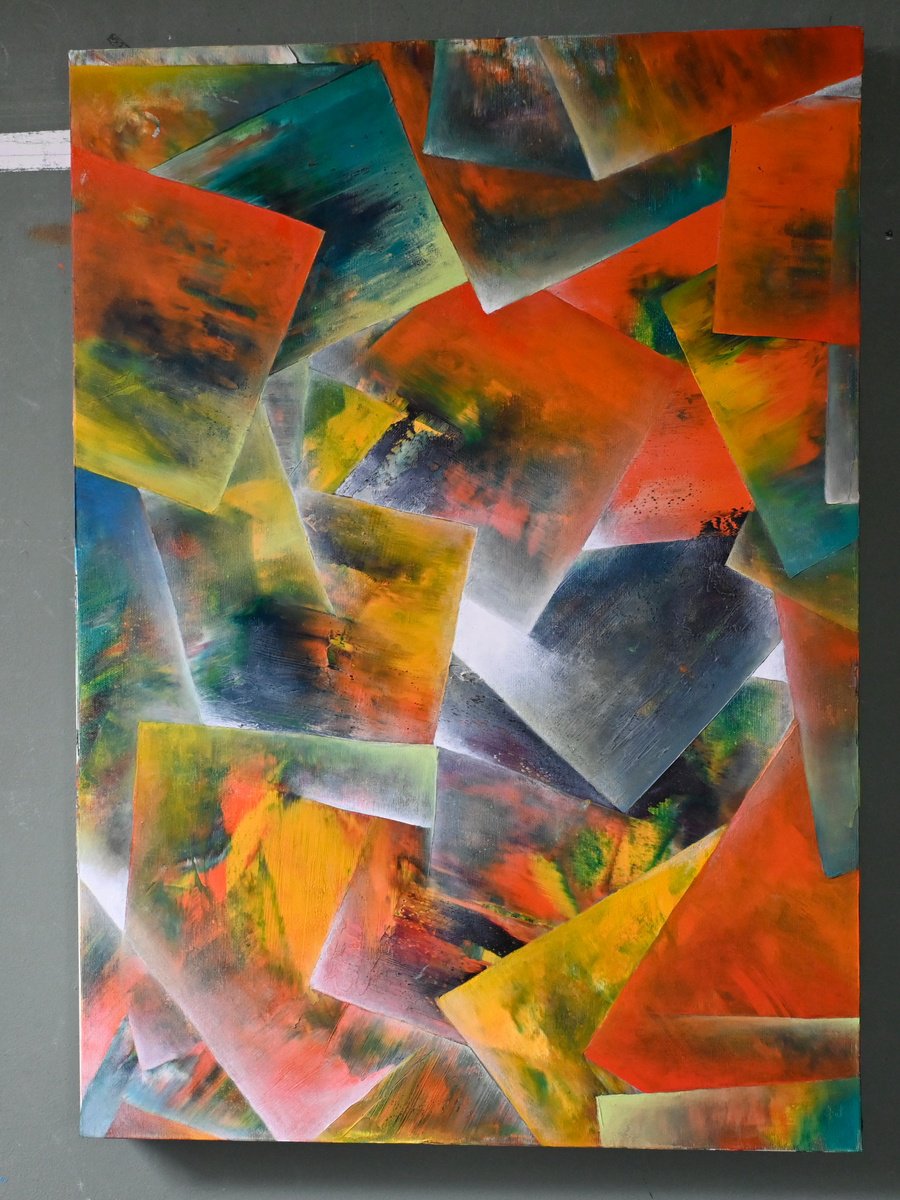Geometric Oil Painting , Unforgiven By Giuseppe Pastore, 20 X 28, Artwork For Sale On Artfinder