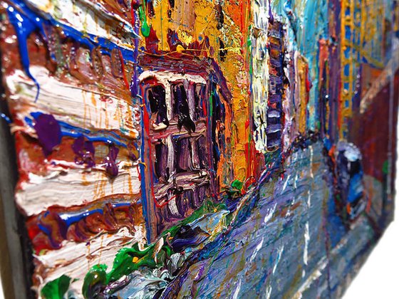 Original Oil Painting Abstract Expressionism Impressionism Cityscape