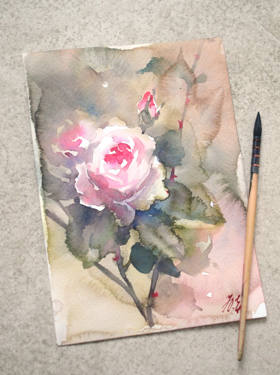 Watercolor for Beginners Easy Art Painting Kit Roses DIY Flower Wet Into  Wet Painting Guide Valentines Day Gift -  Denmark