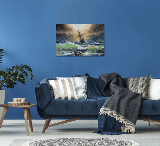 Restless sea -2 (60x90cm, oil painting)