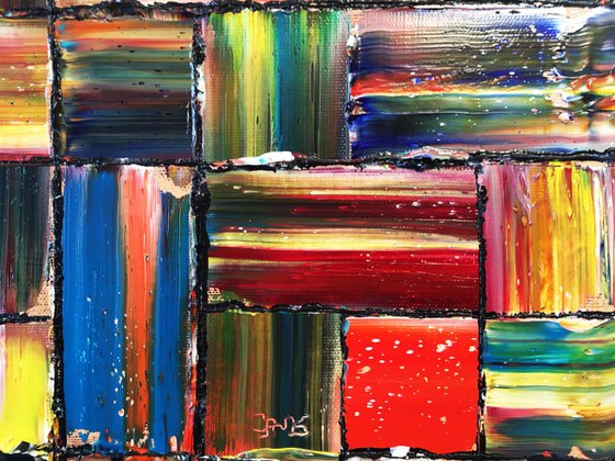 "Boxed In" - Original PMS Abstract Oil Painting On Canvas - 24" x 24"