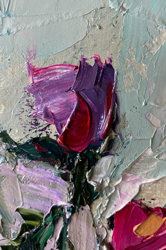 Red Rose Impasto Wall Art
