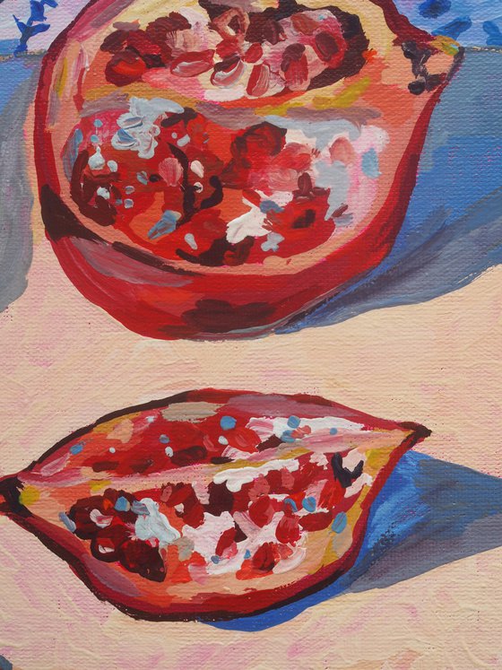 Still life with pomegranates