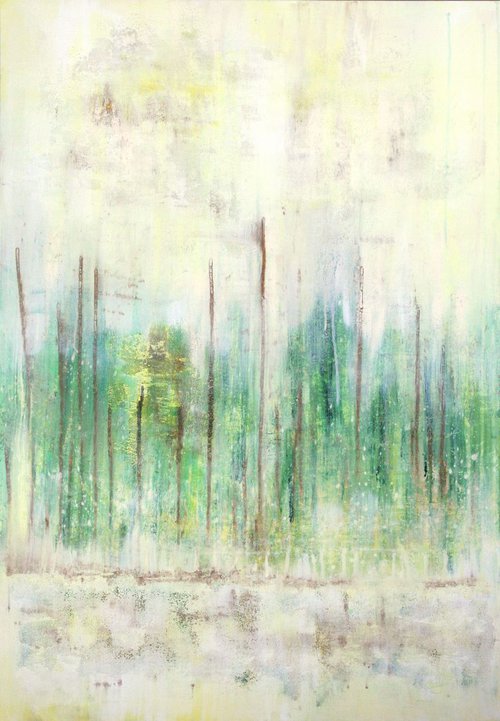 MYSTIQUE FOREST - large acrylic painting 70x100 cm by Jovana Manigoda