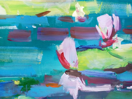 Water lilies XXL Painting Art Fine Art Landscape painting