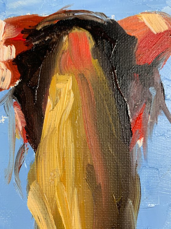 Woman in a red dress.