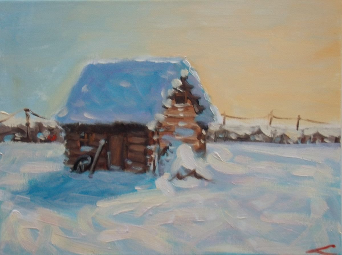 Winter barn by Elena Sokolova