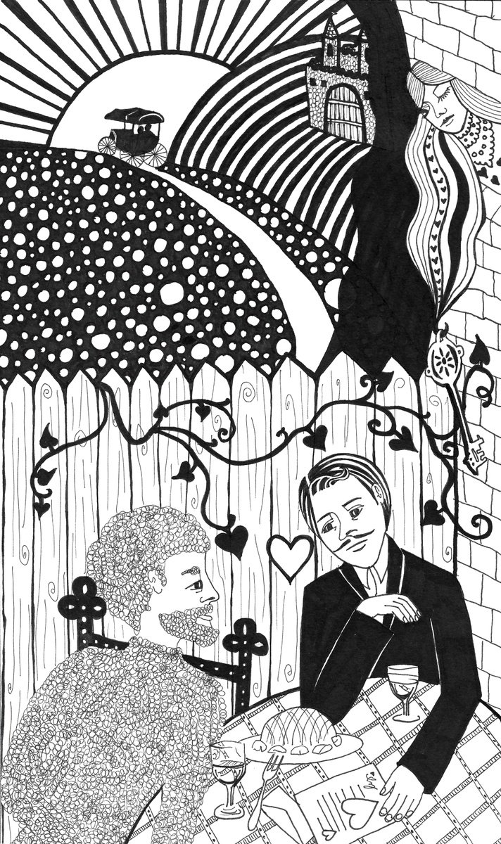 Portrait Ink Drawing By Andromachi Giannopoulou, 7 X 12, Love Letter, Original Artwork