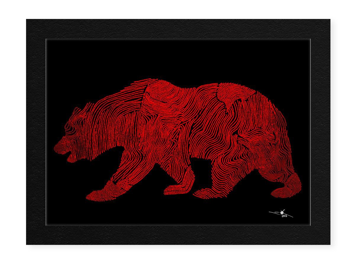 Bear Art, Framed Artwork, 16 x20(40x50cm) by Jeff Kaguri