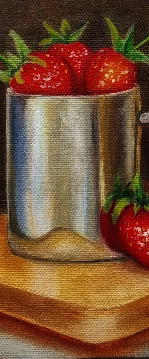 Strawberries in Silver mug by Priyanka Singh