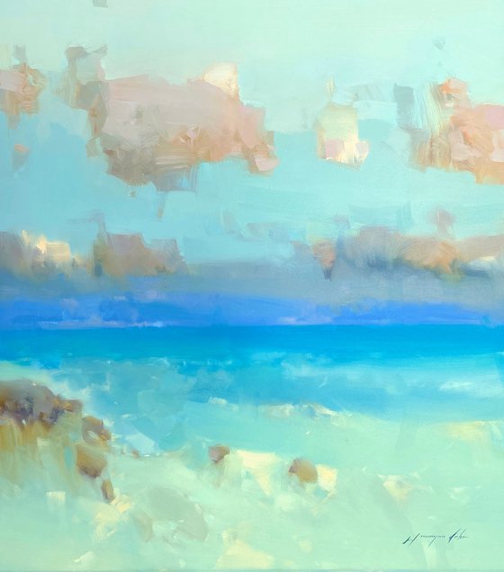 Pacific Breeze, Original oil painting, Handmade artwork, One of a kind