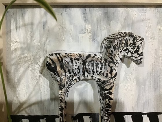 Sculpture Zebra Framed  'Zebra Crossing' By maxine Martin