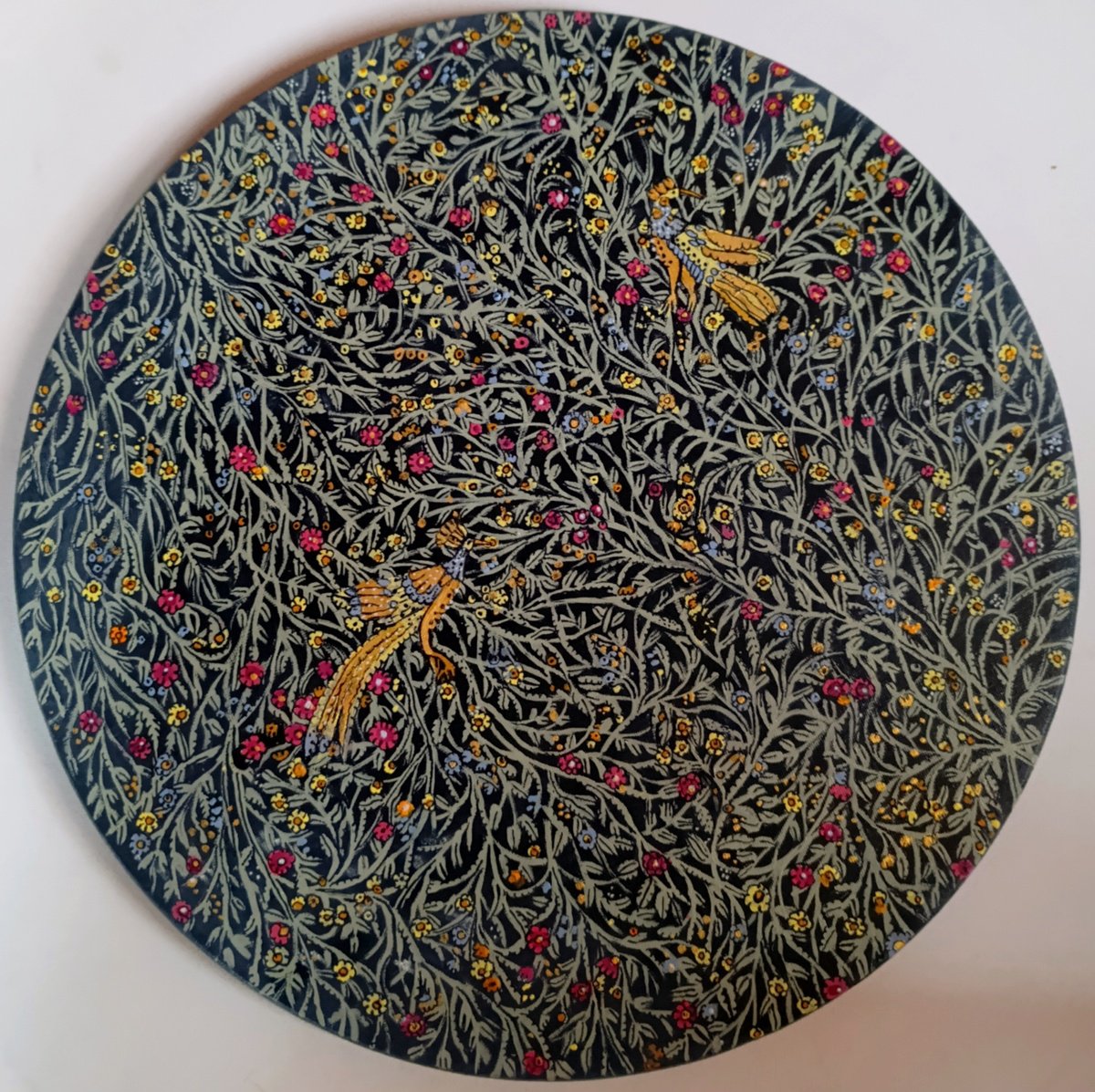 Naive Acrylic Painting , Beautiful Birds By Tetiana Osadchuk, 16 X 16, Artwork For Sale On Artfinder