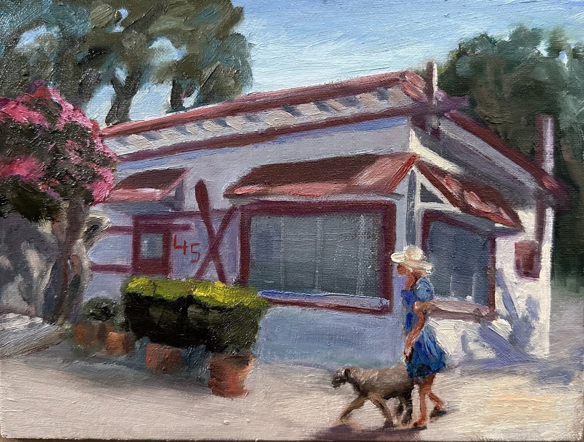 Impressionistic Portrait Oil Painting By Grace Diehl, 8 X 6, Walking Past The Soda Shack, Original Artwork
