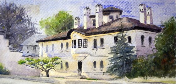 Konak knjeginje Ljubice, Beograd - original watercolor art by Nenad Kojic