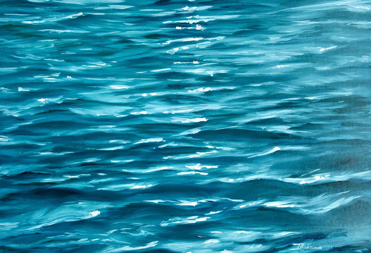 Impressionistic Landscape Oil Painting By Liza Illichmann, 17 X 12", Ultramarine, Original Artwork