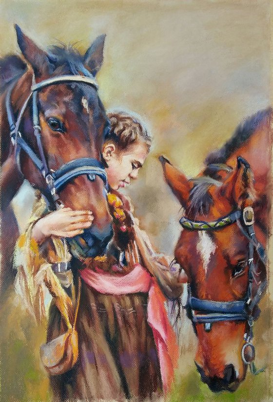 Girl with horses