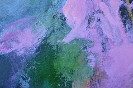 Mary's Cave -  vibrant Acrylic Abstract with pink
