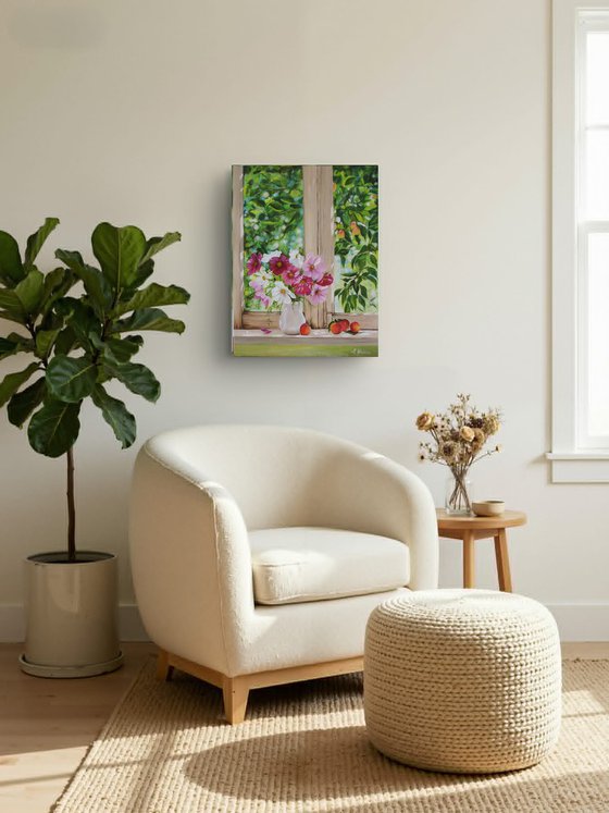 Pink Cosmos Flower Still Life